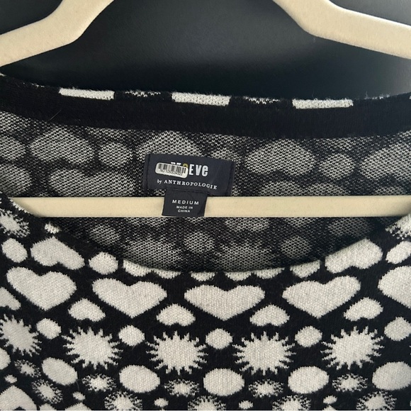 Maeve Anthropologie Boat Neck Black and White Heart Sweater - Picture 6 of 6